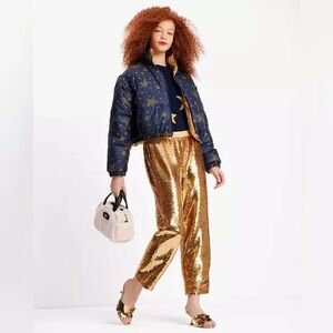Kate Spade Gold Sequin Wide Leg Pants size XL